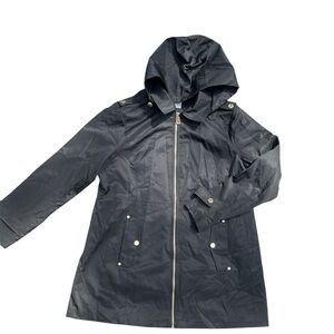 Michael Kors Hooded All Weather Coat In Black Size XL Removable Hood